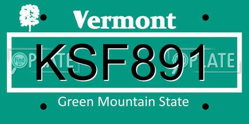 KSF891 Vermont License Plate