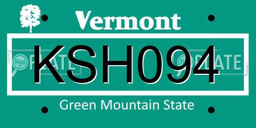 KSH094 Vermont License Plate