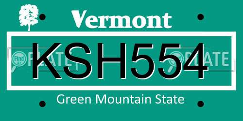 KSH554 Vermont License Plate