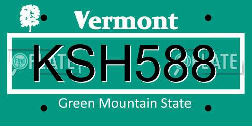 KSH588 Vermont License Plate