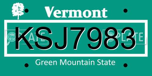 KSJ7983 Vermont License Plate