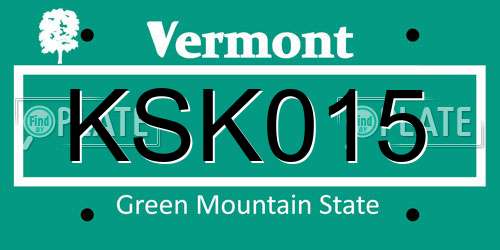KSK015 Vermont License Plate