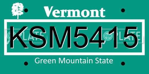 KSM5415 Vermont License Plate