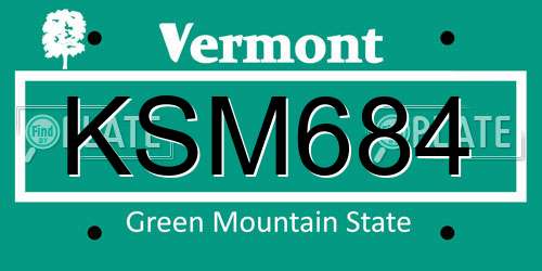 KSM684 Vermont License Plate