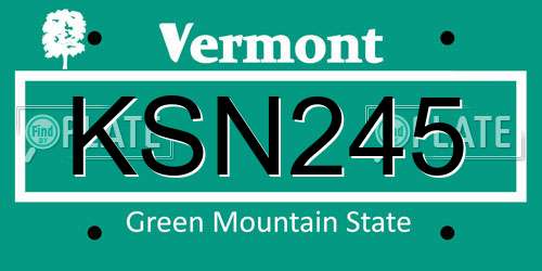KSN245 Vermont License Plate