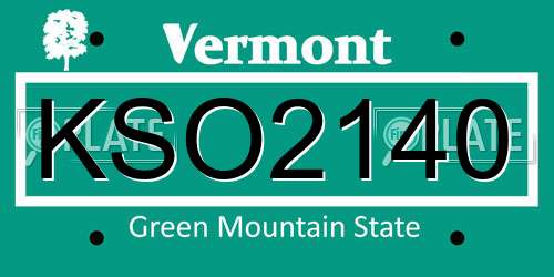 KSO2140 Vermont License Plate
