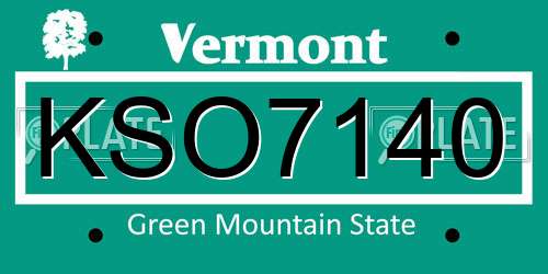 KSO7140 Vermont License Plate