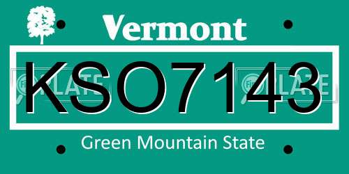 KSO7143 Vermont License Plate