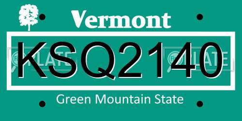 KSQ2140 Vermont License Plate