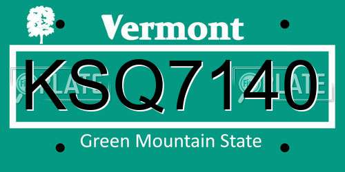 KSQ7140 Vermont License Plate