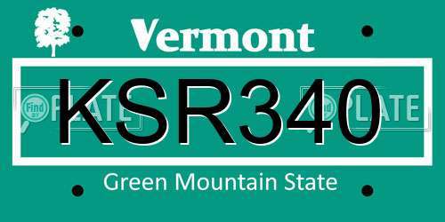 KSR340 Vermont License Plate