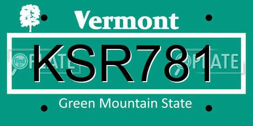 KSR781 Vermont License Plate