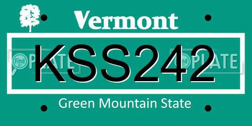 KSS242 Vermont License Plate