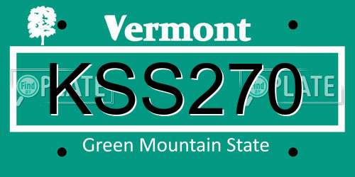 KSS270 Vermont License Plate