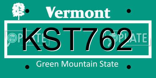 KST762 Vermont License Plate
