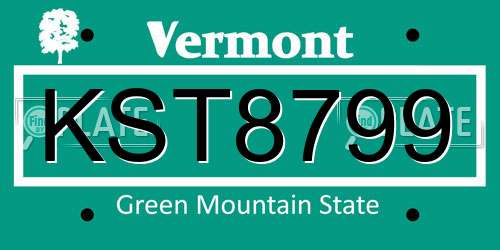 KST8799 Vermont License Plate