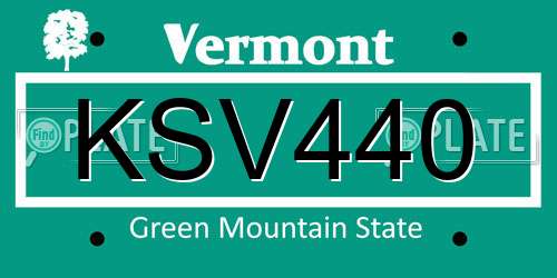KSV440 Vermont License Plate