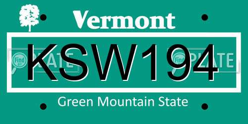 KSW194 Vermont License Plate