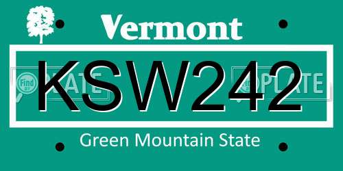 KSW242 Vermont License Plate