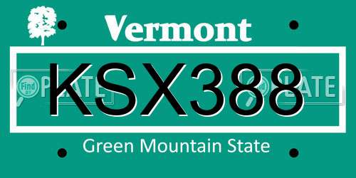 KSX388 Vermont License Plate
