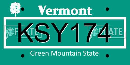KSY174 Vermont License Plate