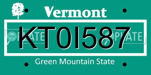 KT0I587 Vermont License Plate