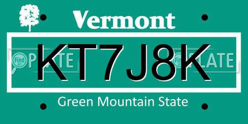 KT7J8K Vermont License Plate