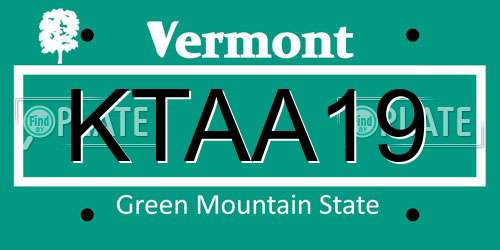 KTAA19 Vermont License Plate