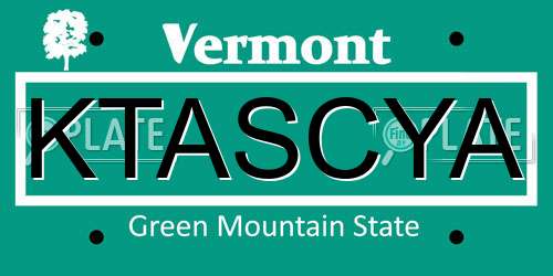 KTASCYA Vermont License Plate
