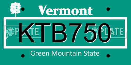 KTB750 license plate in VT state