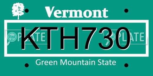 KTH730 Vermont License Plate