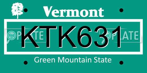 KTK631 Vermont License Plate