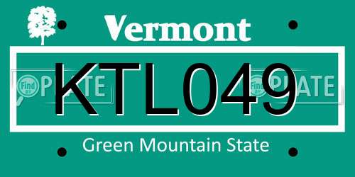 KTL049 Vermont License Plate