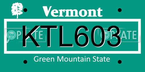 KTL603 Vermont License Plate