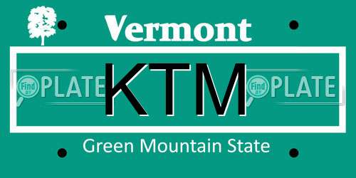 KTM Vermont License Plate