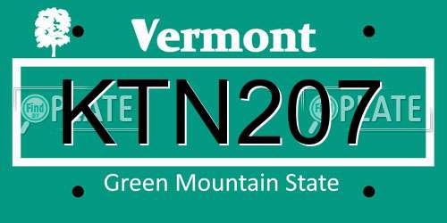 KTN207 Vermont License Plate