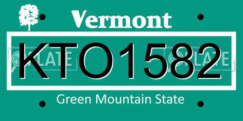 KTO1582 Vermont License Plate