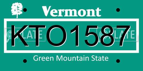 KTO1587 Vermont License Plate