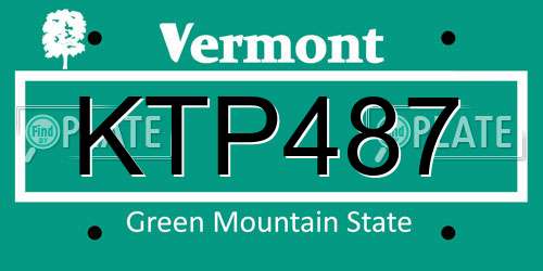 KTP487 Vermont License Plate
