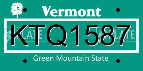 KTQ1587 Vermont License Plate