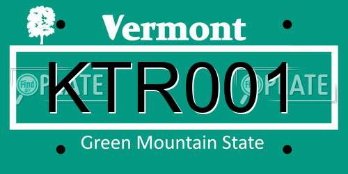 KTR001 Vermont License Plate