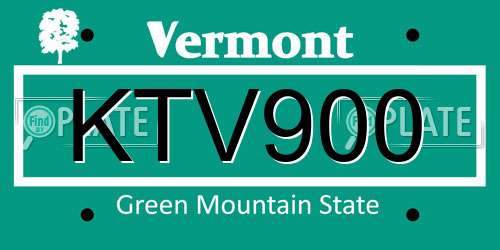 KTV900 Vermont License Plate
