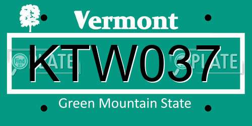 KTW037 Vermont License Plate