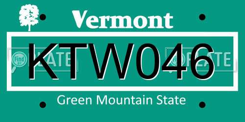 KTW046 Vermont License Plate
