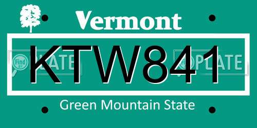 KTW841 Vermont License Plate