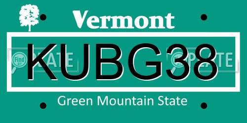 KUBG38 Vermont License Plate