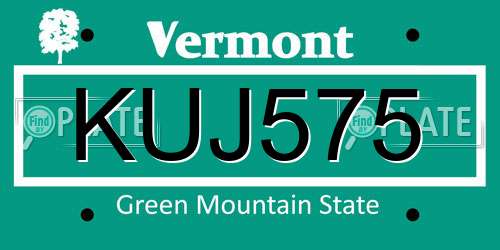 KUJ575 Vermont License Plate