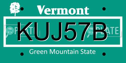 KUJ57B Vermont License Plate