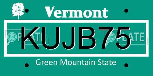 KUJB75 Vermont License Plate