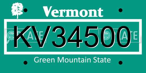 KV34500 Vermont License Plate